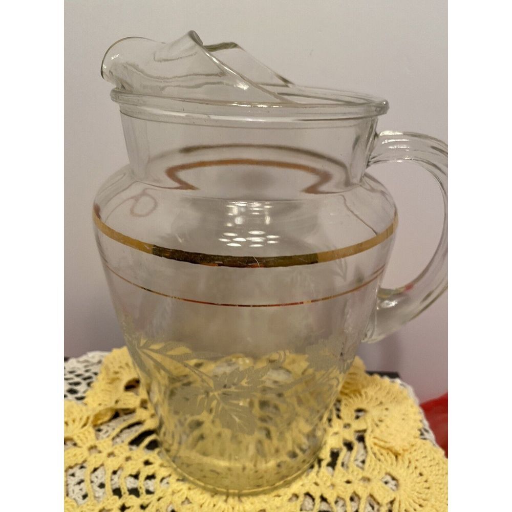 Vintage Bartlett Collins Pitcher Etched Grapevines Mid Century Modern Barware. - Picture 4 of 11